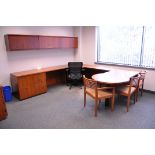 Lot-(1) Desk, Overhead Cabinets, 2-Drawer Lateral File Cabinet, (1) 2-Drawer/2-Door Cabinet, and (4)