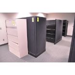 Lot-(1) 2-Station Cubicle Partition Work System with Standing Cabinets, Bookcase, and Partition