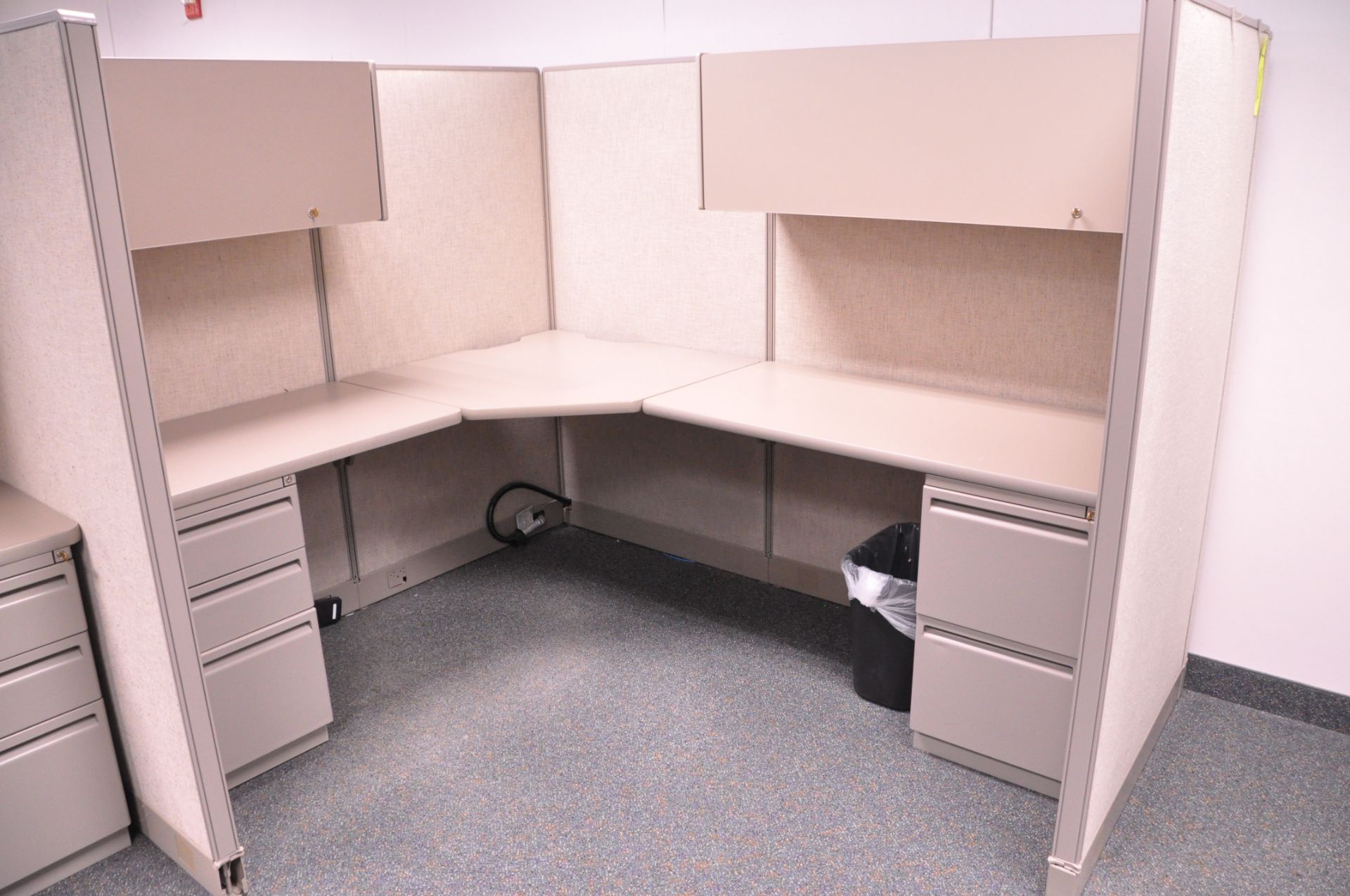 Lot-(1) 6-Station Cubicle Partition Work System with Overhead Cabinets, (No Chairs), (No Lateral - Image 6 of 8