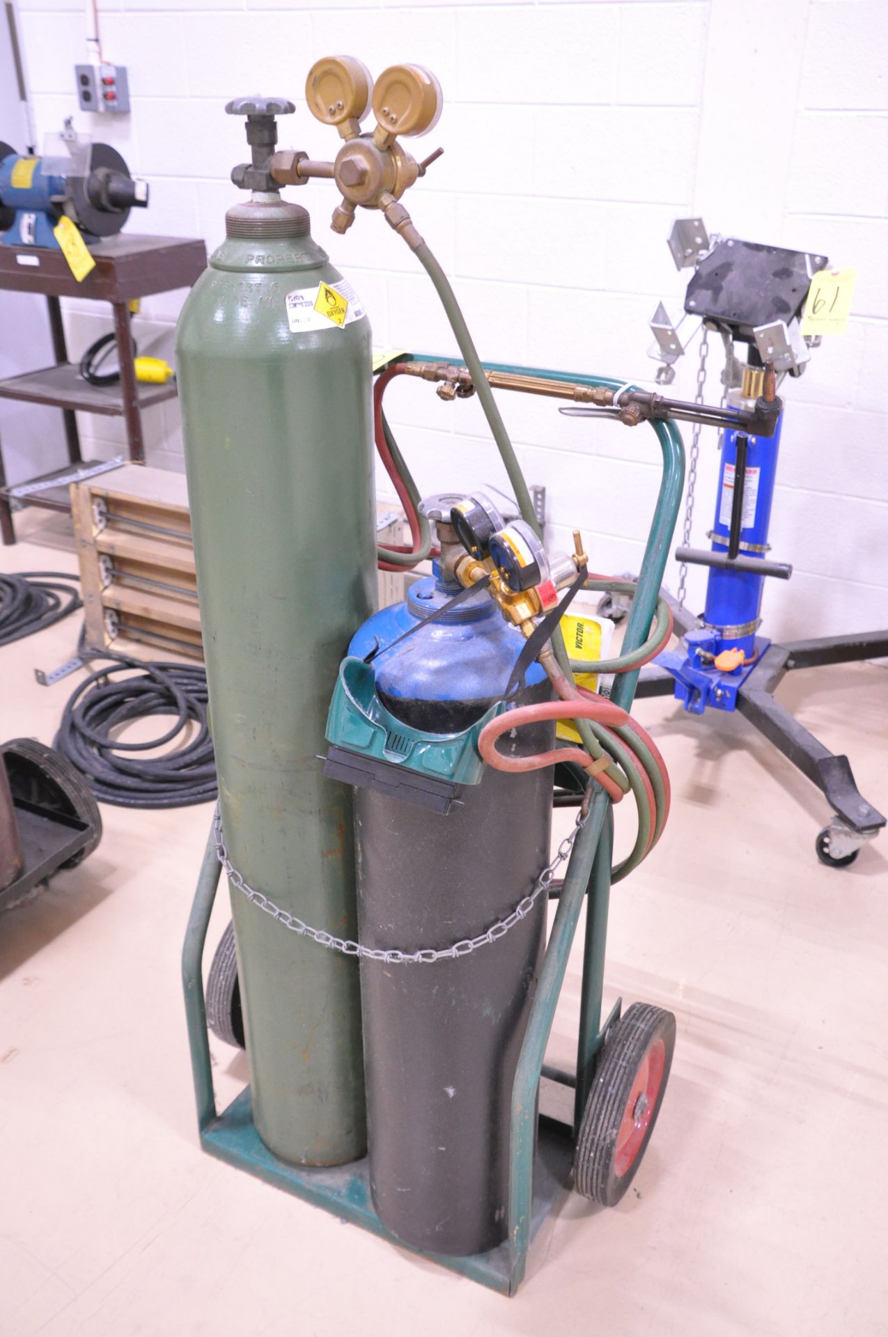 Oxygen/Acetylene Cart with Torch, Hose, Gages, Goggles, and Tanks