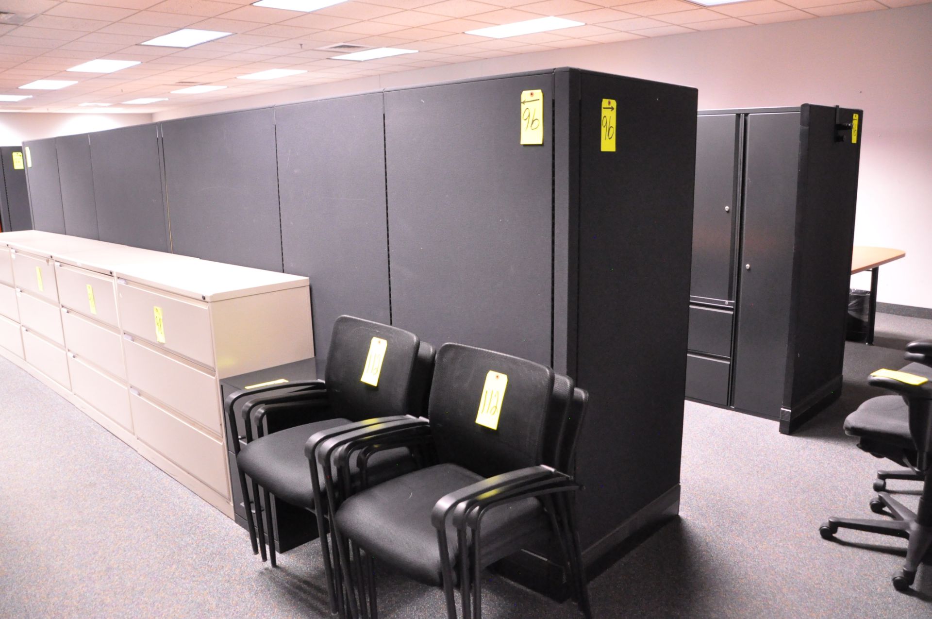 Lot-(1) Herman Miller 4-Station Cubicle Partition Work System with Standing Cabinets, and Partition - Image 2 of 7