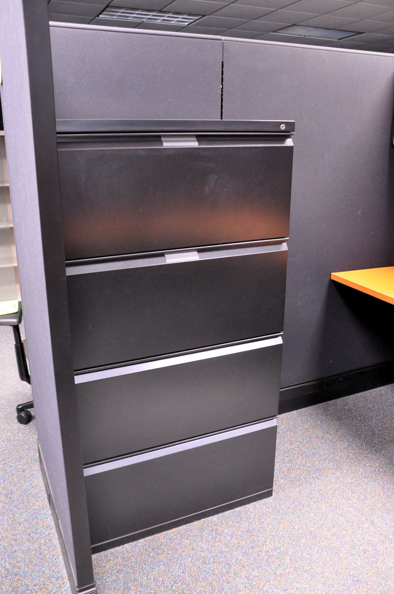 Lot-(1) Herman Miller 6-Station Cubicle Partition Work System with Standing Cabinets and Partition - Image 8 of 10