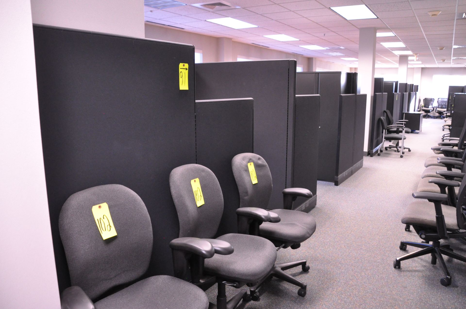 Lot-(1) Herman Miller 8-Station Cubicle Partition Work System with Standing Cabinets and Partition