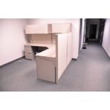 Lot-(1) Single Station Cubicle Partition Work System with Overhead Cabinet, (No Chairs), (Located