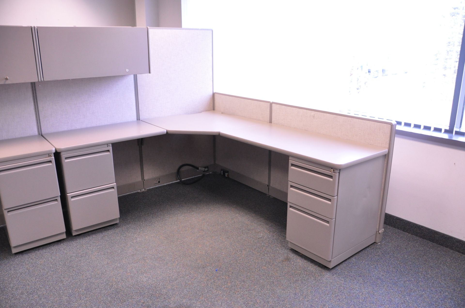 Lot-(1) 3-Station Cubicle Partition Work System with Overhead Cabinets, (No Chairs), (Located 2nd - Image 5 of 5
