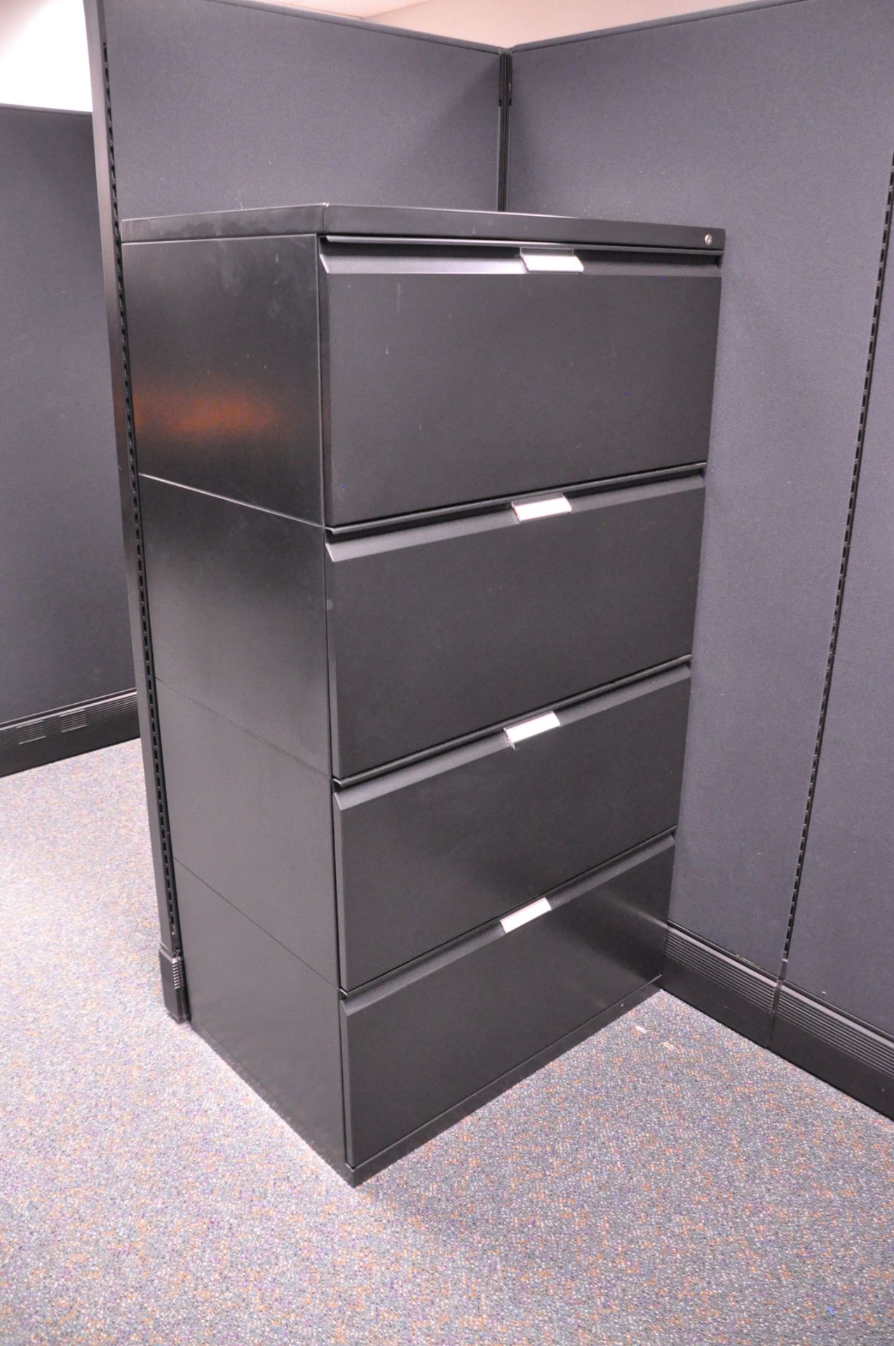 Lot-(1) Herman Miller 4-Station Cubicle Partition Work System with Standing Cabinets, and Partition - Image 6 of 12