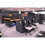 Lot-(1) Herman Miller 6-Station Cubicle Partition Work System with Standing Cabinets and Partition