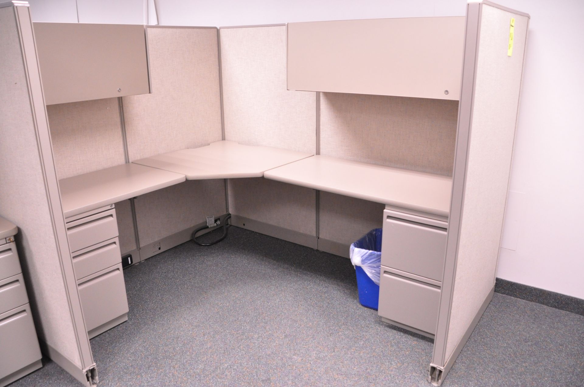 Lot-(1) 6-Station Cubicle Partition Work System with Overhead Cabinets, (No Chairs), (Located 2nd - Image 8 of 8