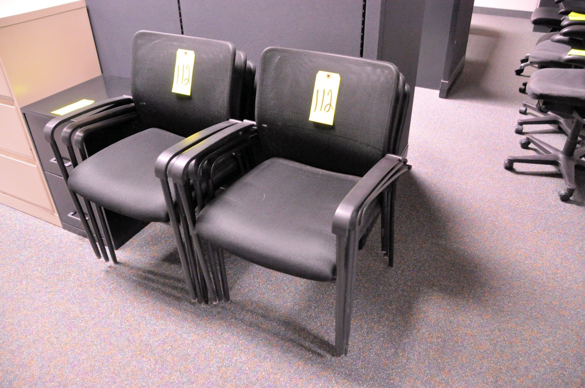 Lot-(6) Black Stacking Arm Chairs in (1) Group, (Located 1st Floor Offices)