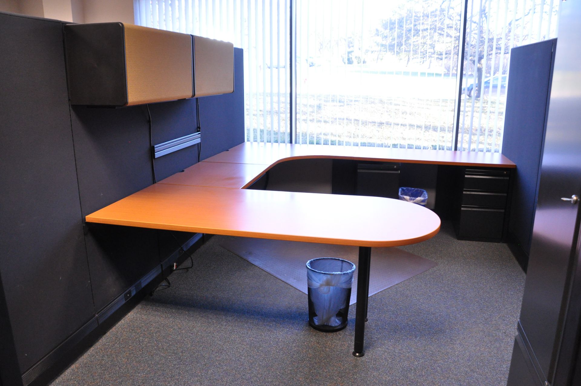 Lot-(1) Herman Miller 8-Station Cubicle Partition Work System with Standing Cabinets and Partition - Image 12 of 15