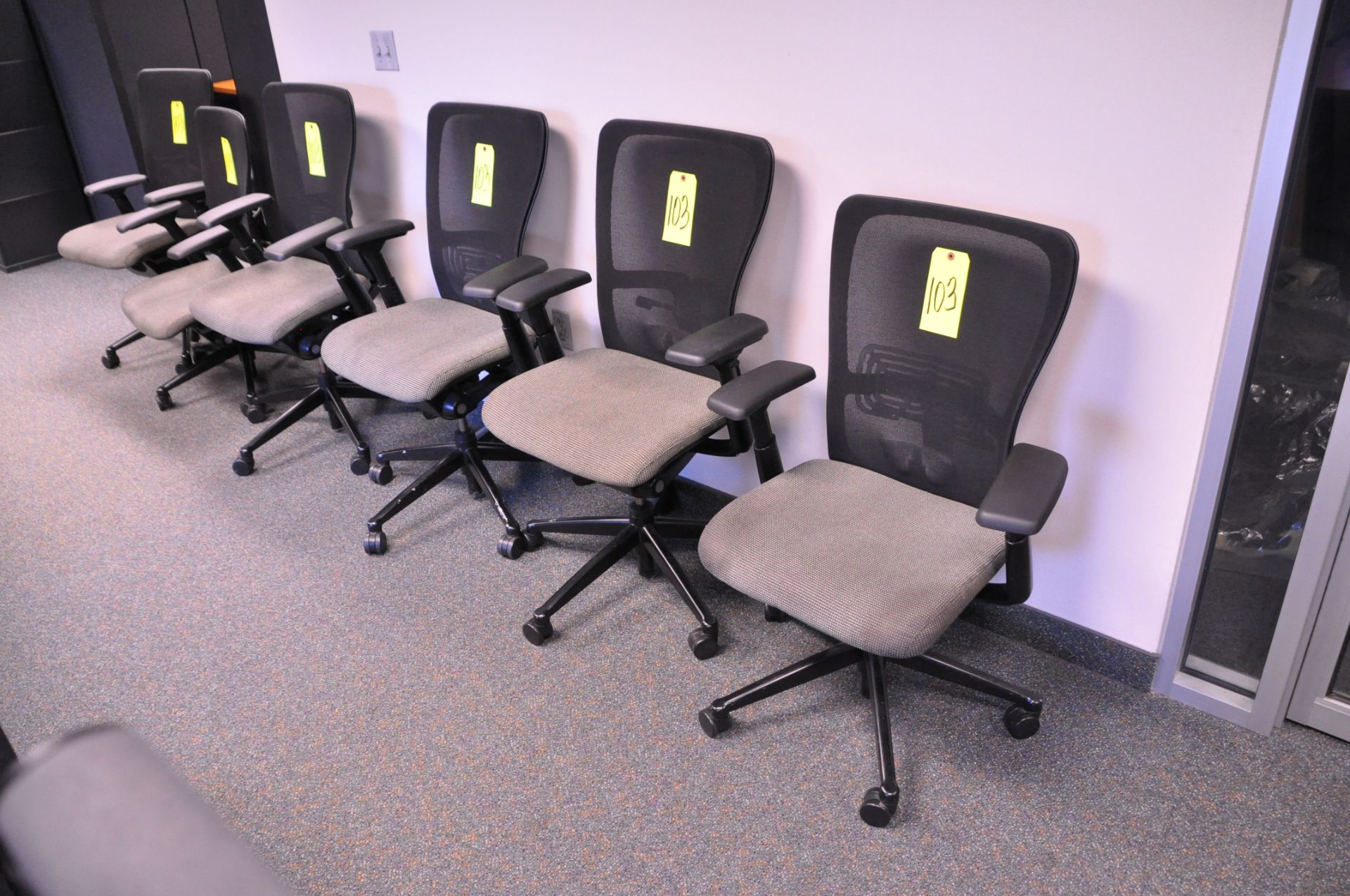 Lot-(6) Ergonomic Black/Grey Swivel Office Chairs in (1) Group, (Located 1st Floor Offices)