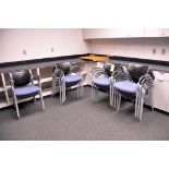 Lot-(16) Blue/Black Stacking Arm Chairs, (Located 1st Floor Offices)