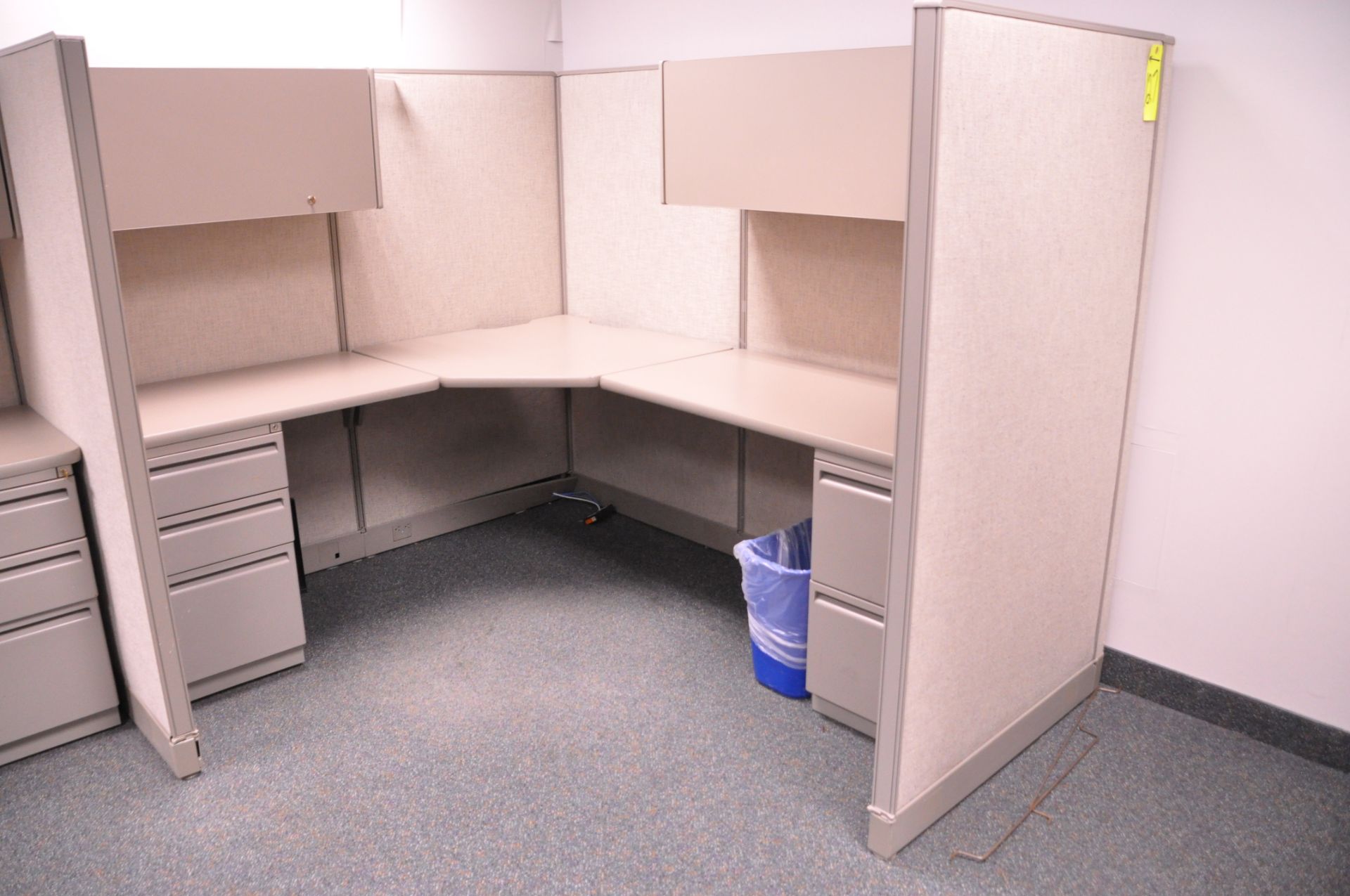 Lot-(1) 3-Station Cubicle Partition Work System with Overhead Cabinets, (No Chairs), (Located 2nd - Image 2 of 4