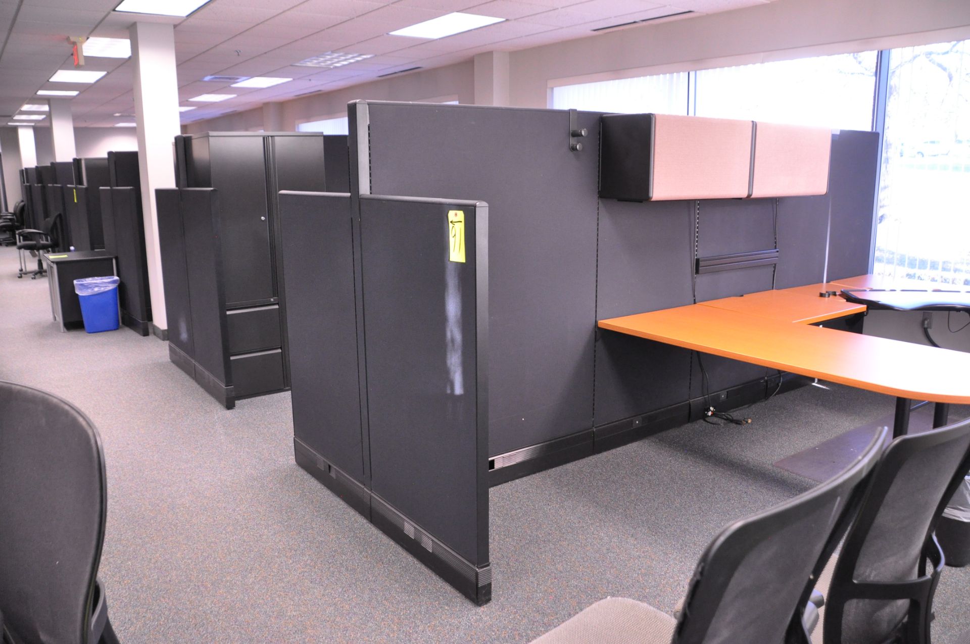 Lot-(1) Herman Miller 8-Station Cubicle Partition Work System with Standing Cabinets and Partition - Image 2 of 15