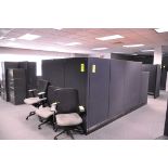 Lot-(1) Herman Miller 6-Station Cubicle Partition Work System with Standing Cabinets and Partition