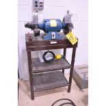 Trademaster Model TMSL-185C, 8" x 1/2-HP Double End Grinder, S/n 01E90-2875, with Stand