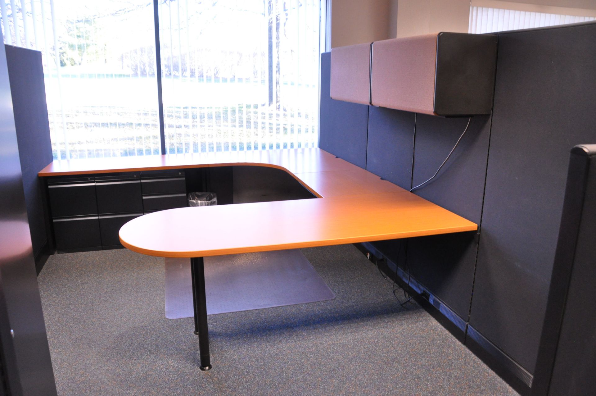 Lot-(1) Herman Miller 8-Station Cubicle Partition Work System with Standing Cabinets and Partition - Image 7 of 15