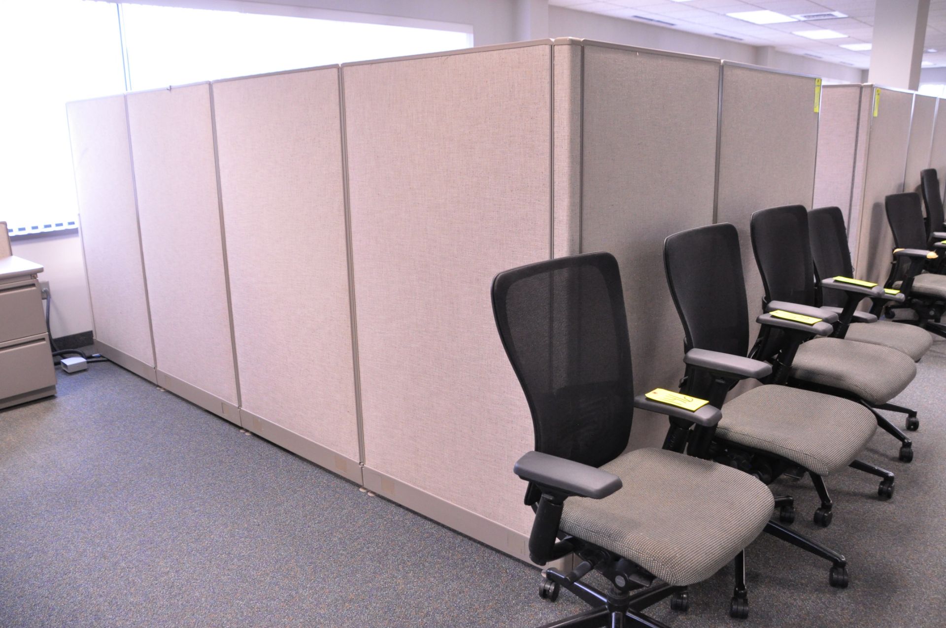 Lot-(1) 3-Station Cubicle Partition Work System with Overhead Cabinets, (No Chairs), (Located 2nd - Image 2 of 5