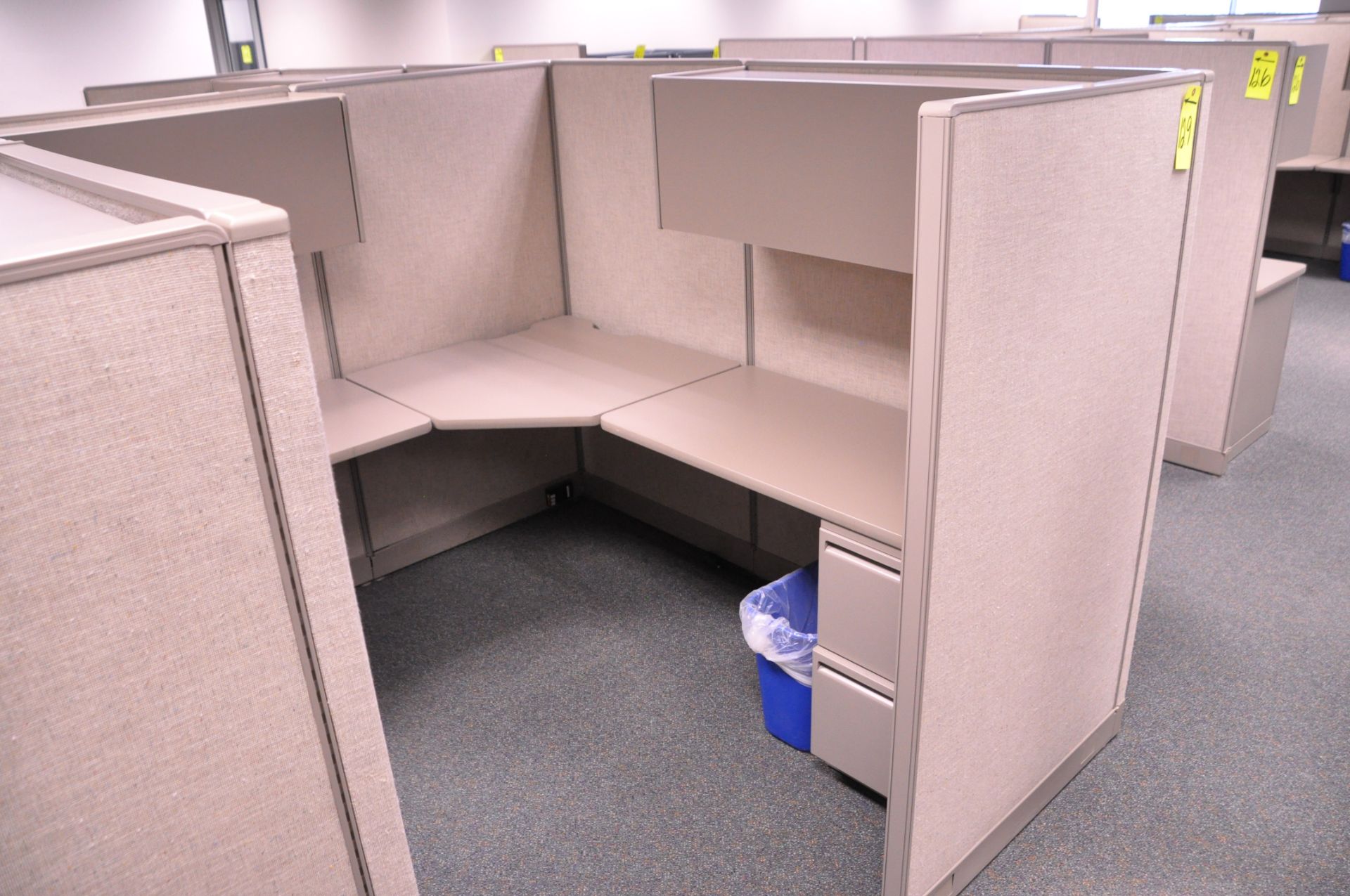 Lot-(1) 6-Station Cubicle Partition Work System with Overhead Cabinets, (No Chairs), (Located 2nd - Image 5 of 8