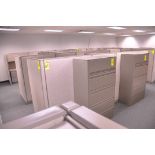 Lot-(1) 6-Station Cubicle Partition Work System with Overhead Cabinets, (No Chairs), (No Lateral