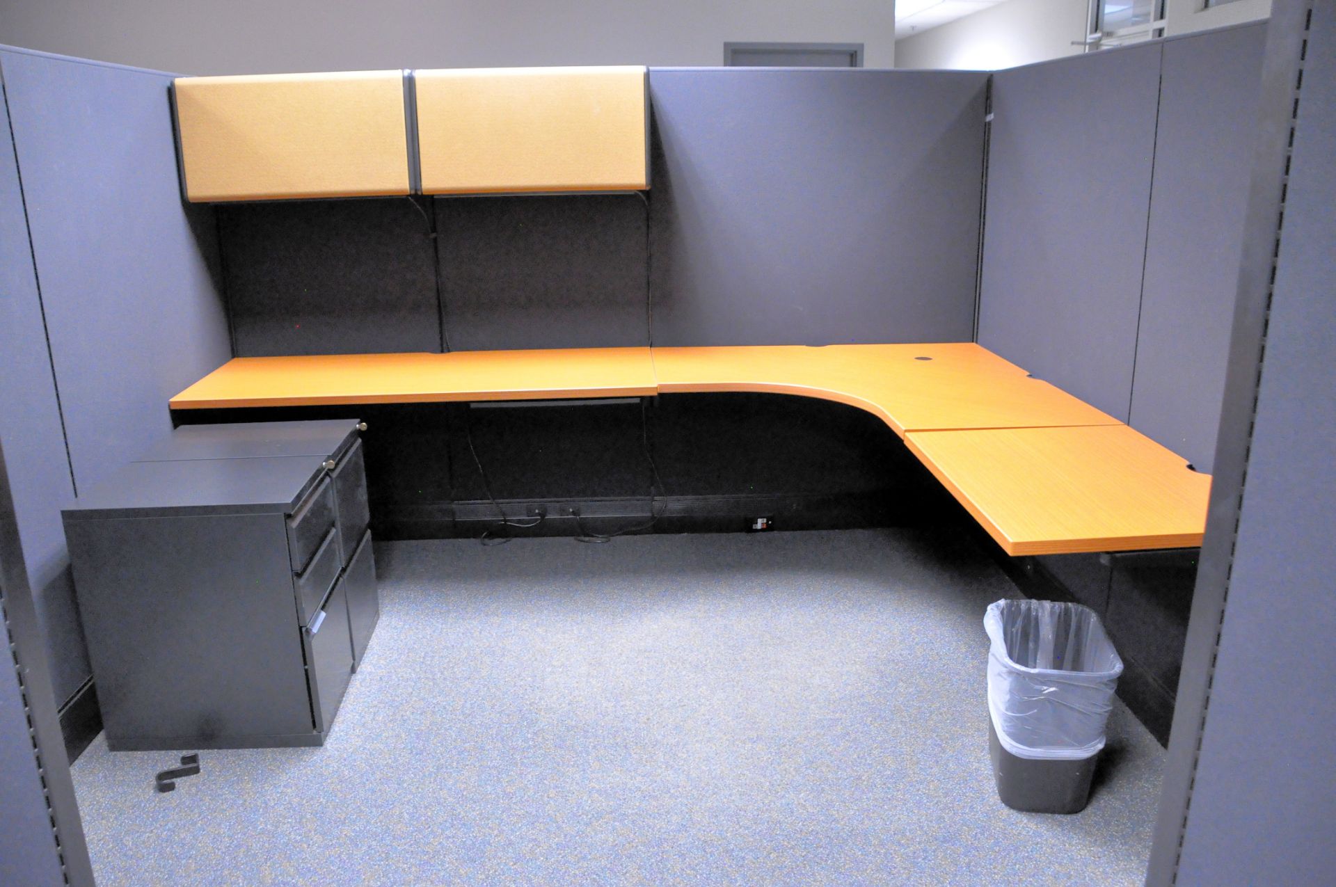 Lot-(1) Herman Miller 4-Station Cubicle Partition Work System with Standing Cabinets, and Partition - Image 5 of 7