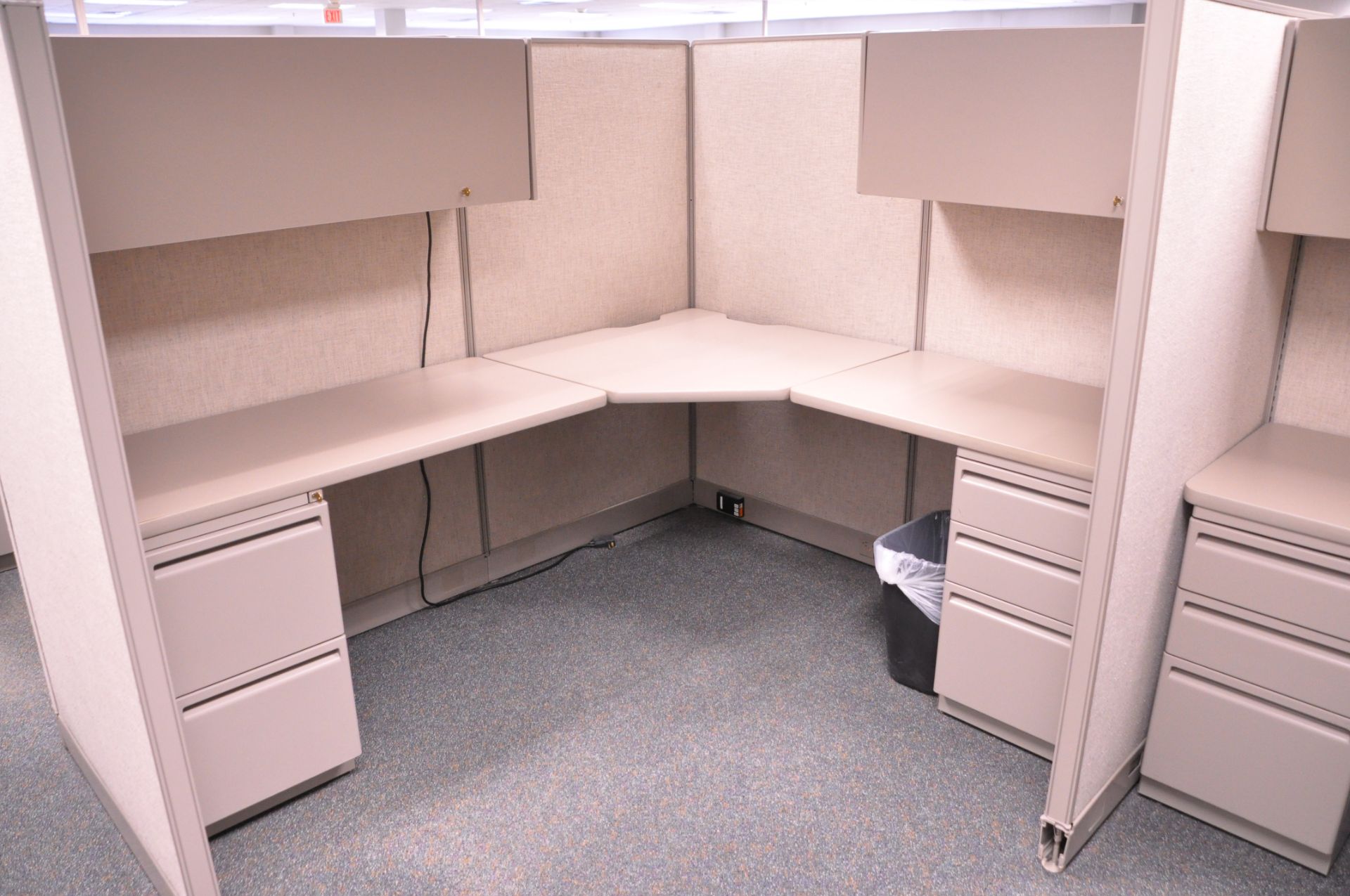 Lot-(1) 6-Station Cubicle Partition Work System with Overhead Cabinets, (No Chairs), (Located 2nd - Image 7 of 8