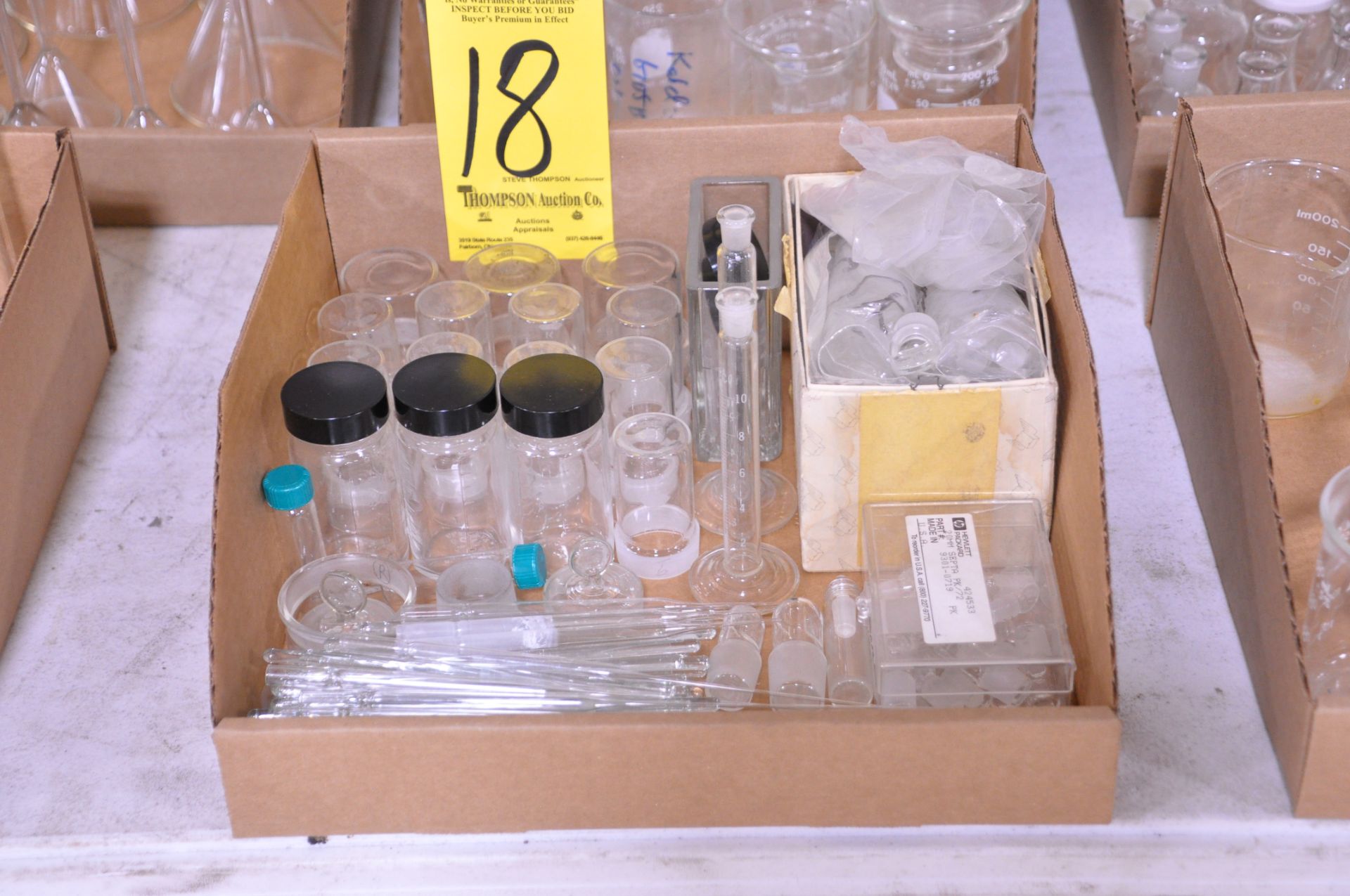 Lot-Pyrex Septa Caps and Vials in (1) Box