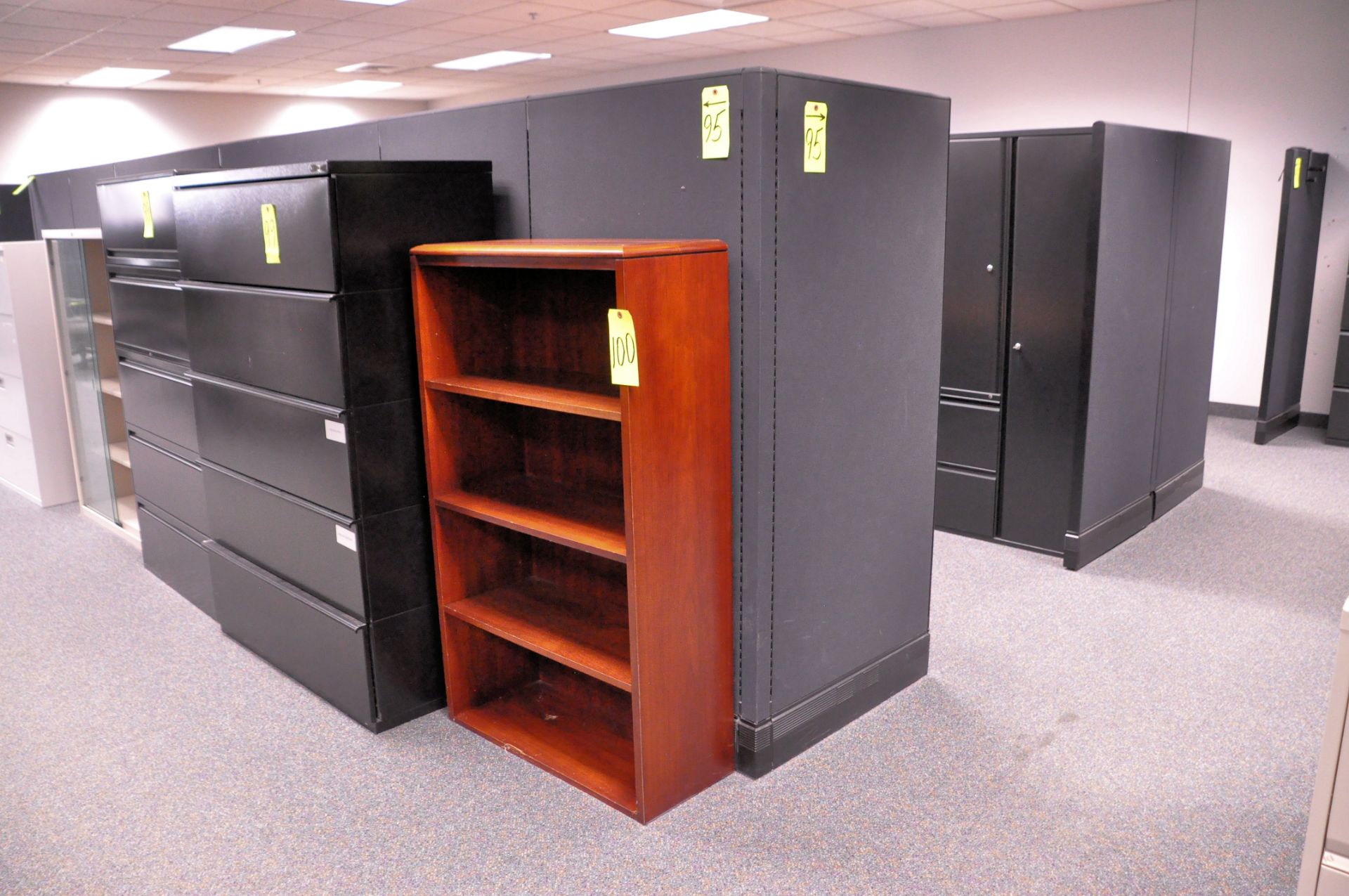 Lot-(1) Herman Miller 4-Station Cubicle Partition Work System with Standing Cabinets, and Partition - Image 2 of 12