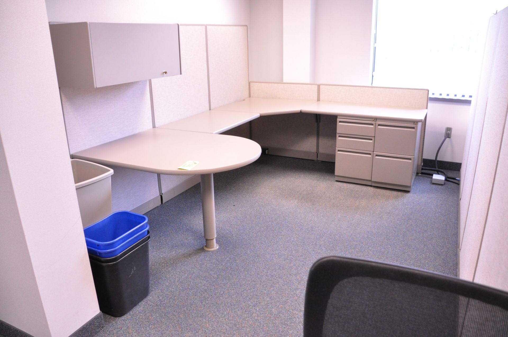 Lot-(1) 3-Station Cubicle Partition Work System with Overhead Cabinets, (No Chairs), (Located 2nd - Image 3 of 5