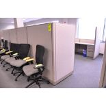 Lot-(1) 3-Station Cubicle Partition Work System with Overhead Cabinets, (No Chairs), (Located 2nd