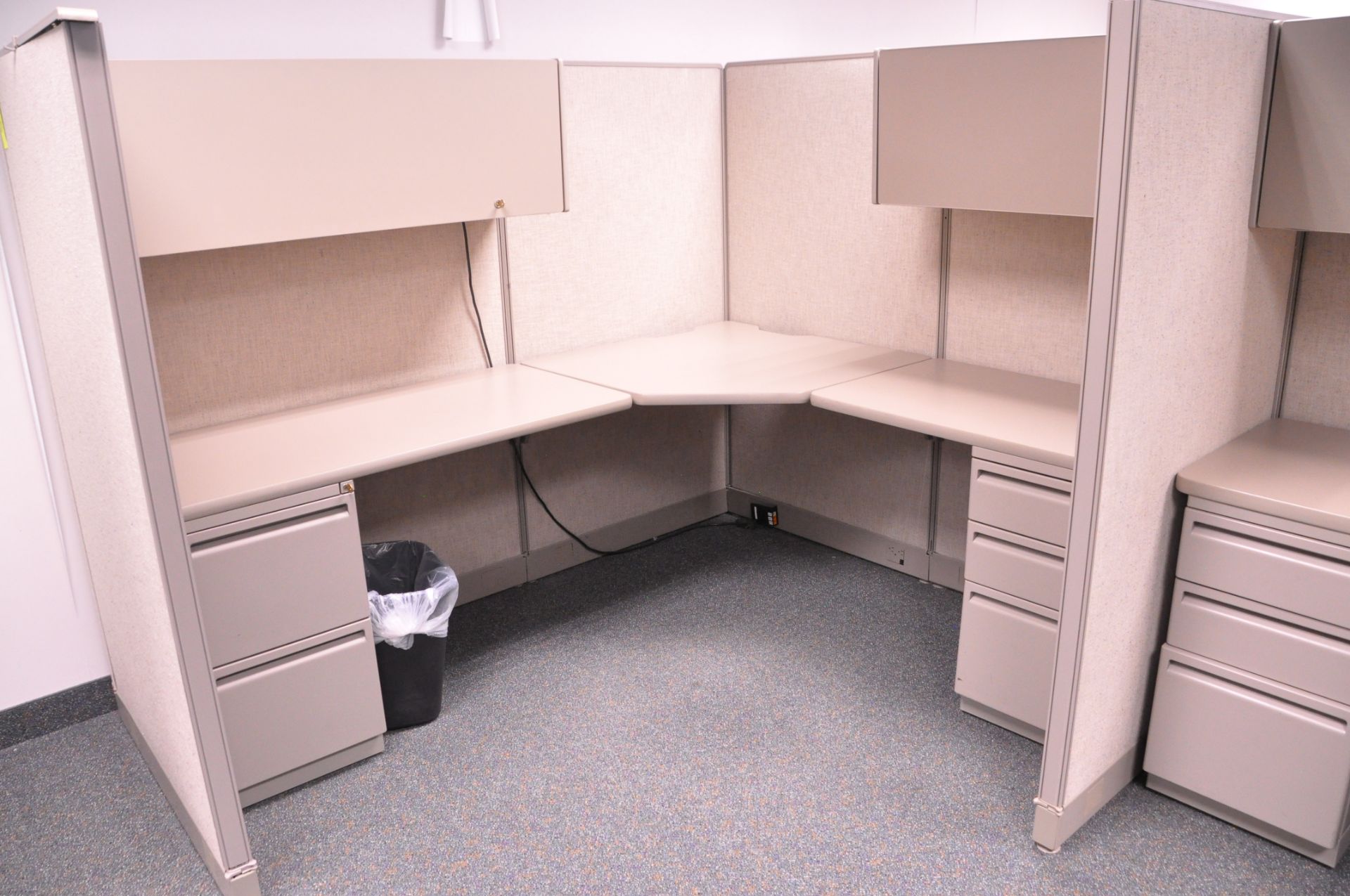 Lot-(1) 6-Station Cubicle Partition Work System with Overhead Cabinets, (No Chairs), (Located 2nd - Image 3 of 8