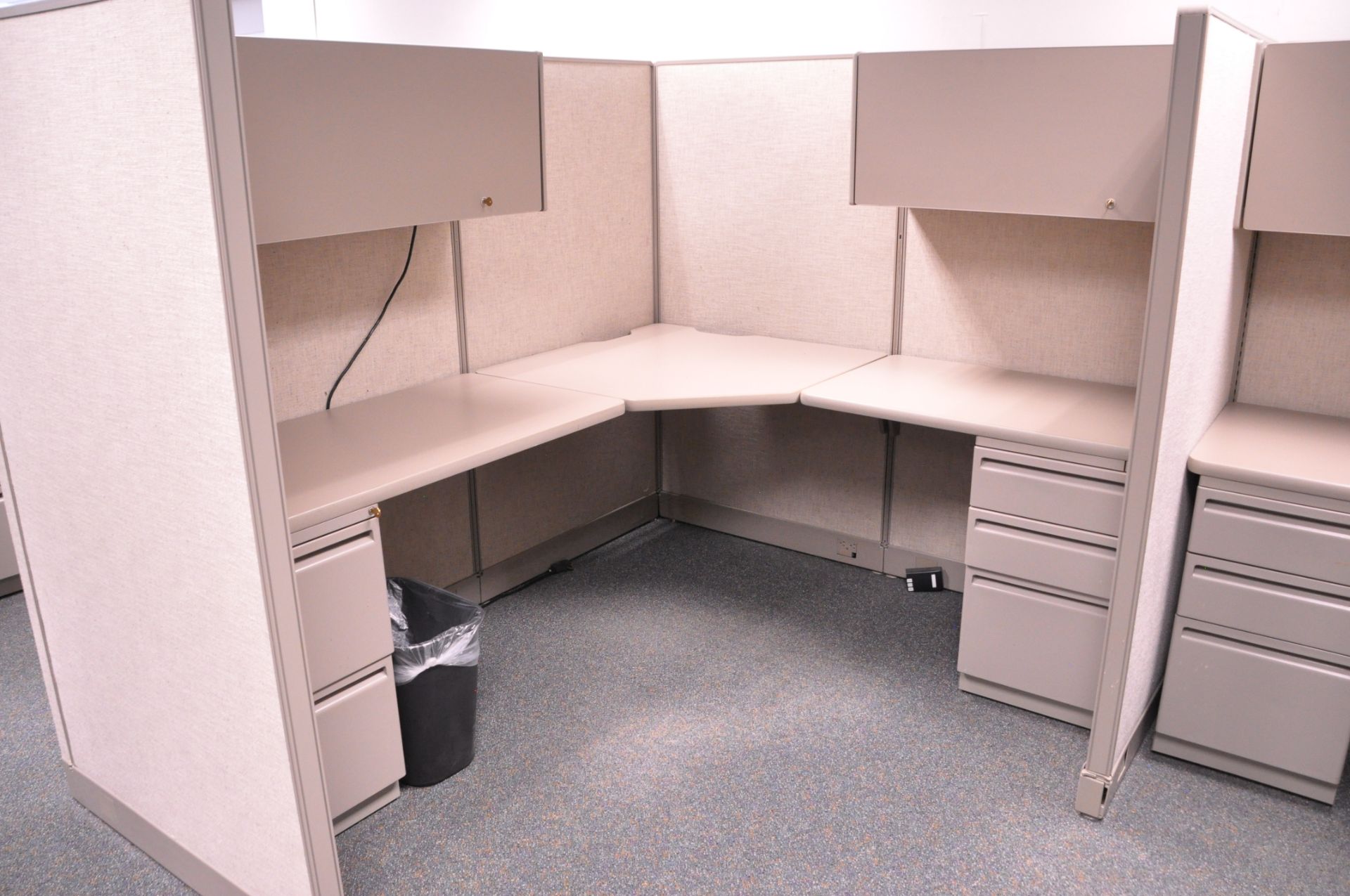 Lot-(1) 3-Station Cubicle Partition Work System with Overhead Cabinets, (No Chairs), (Located 2nd - Image 3 of 4