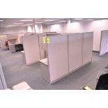 Lot-(1) 3-Station Cubicle Partition Work System with Overhead Cabinets, (No Chairs), (No Lateral