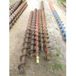 (6) 6" Diameter X 10' Long Auger Bits, 1 5/8" Hex Drive