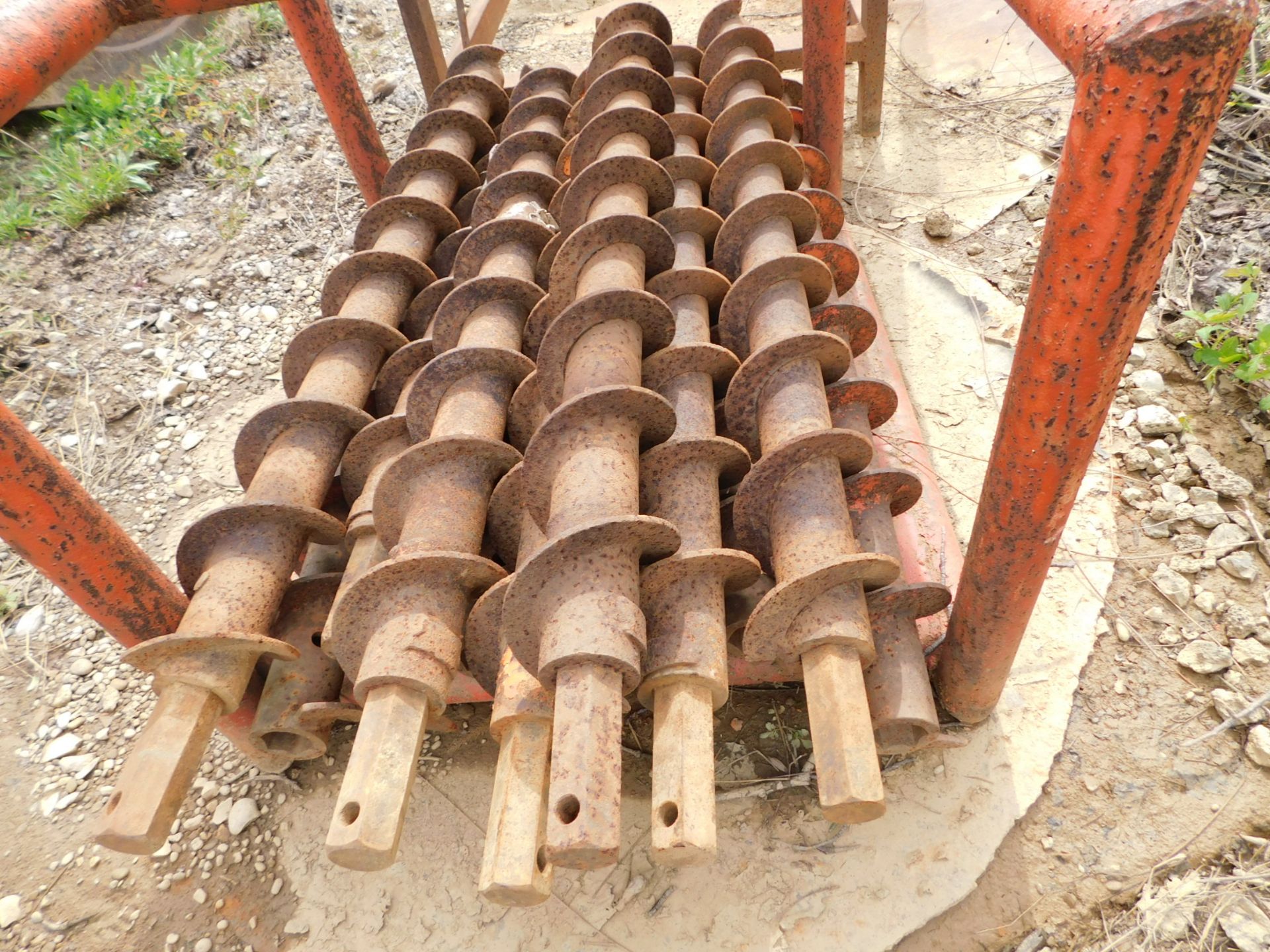 (12) 4" Diameter X 4' Long Auger Bits, 1 5/8" Hex Drive, with Rack - Image 2 of 2