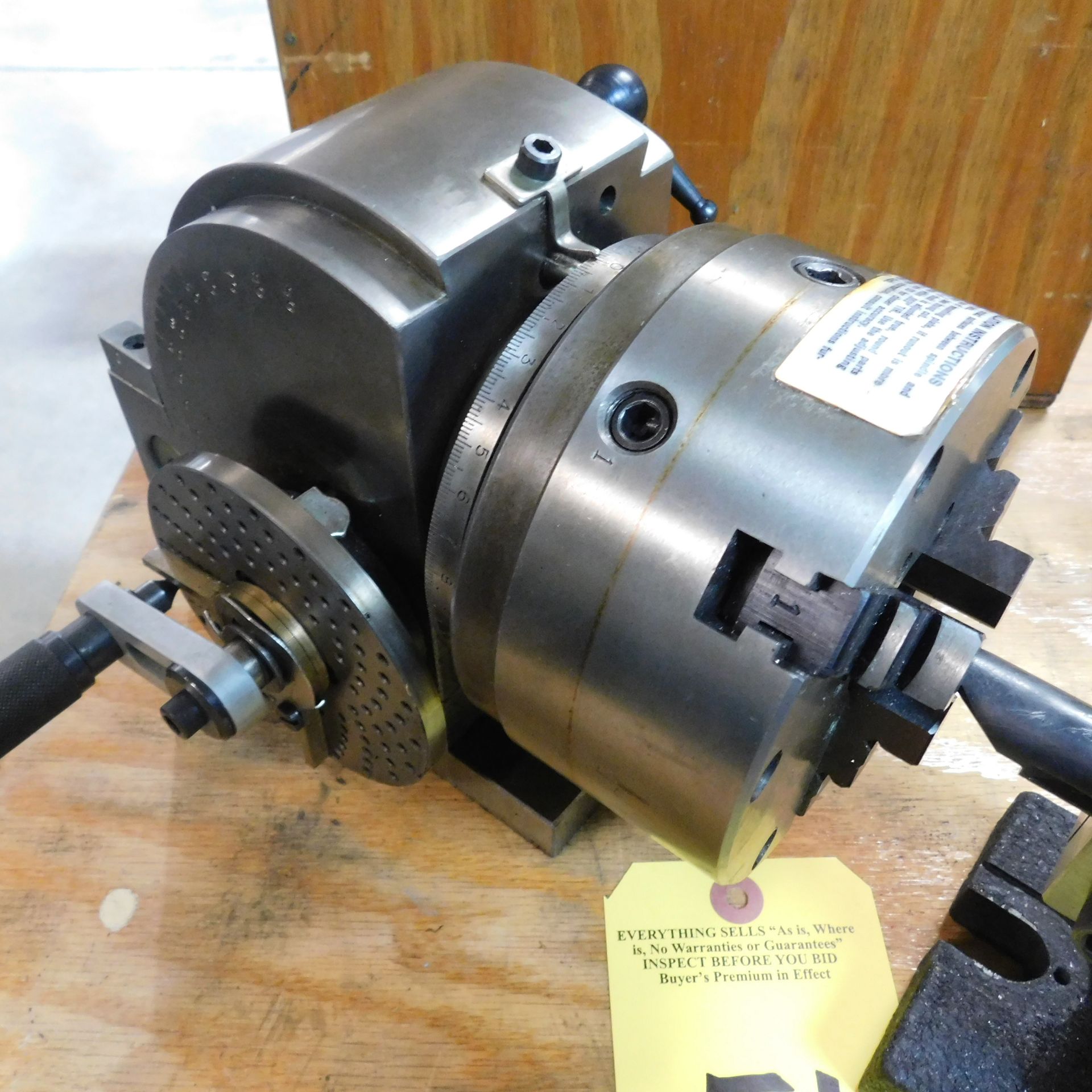 Vertex Divding Head with 5" 3-Jaw Chuck and Tailstock, Dividing Plates, and Wooden Case - Image 2 of 3