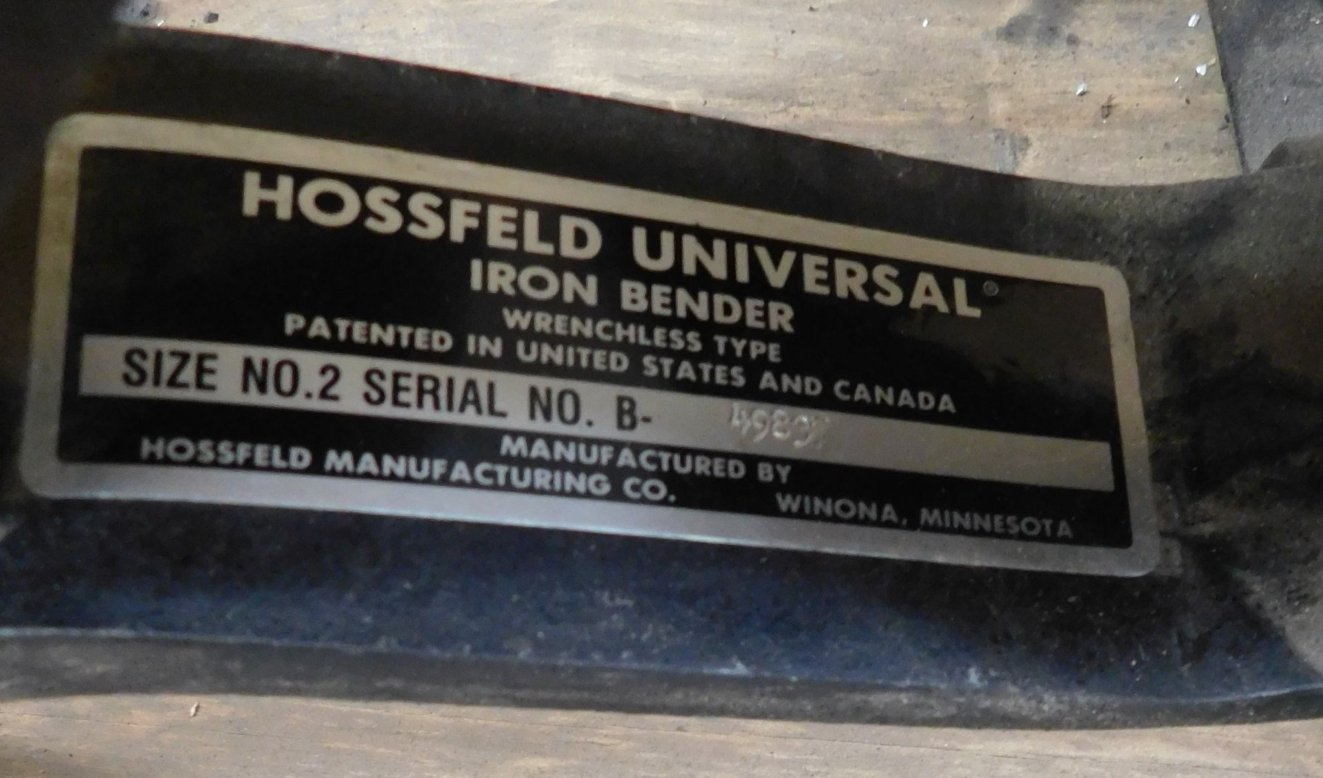 Hossfeld #2 Universal Bender, s/n B-49837, 2" Round Tube Capacity, Shows Little Useage - Image 3 of 3