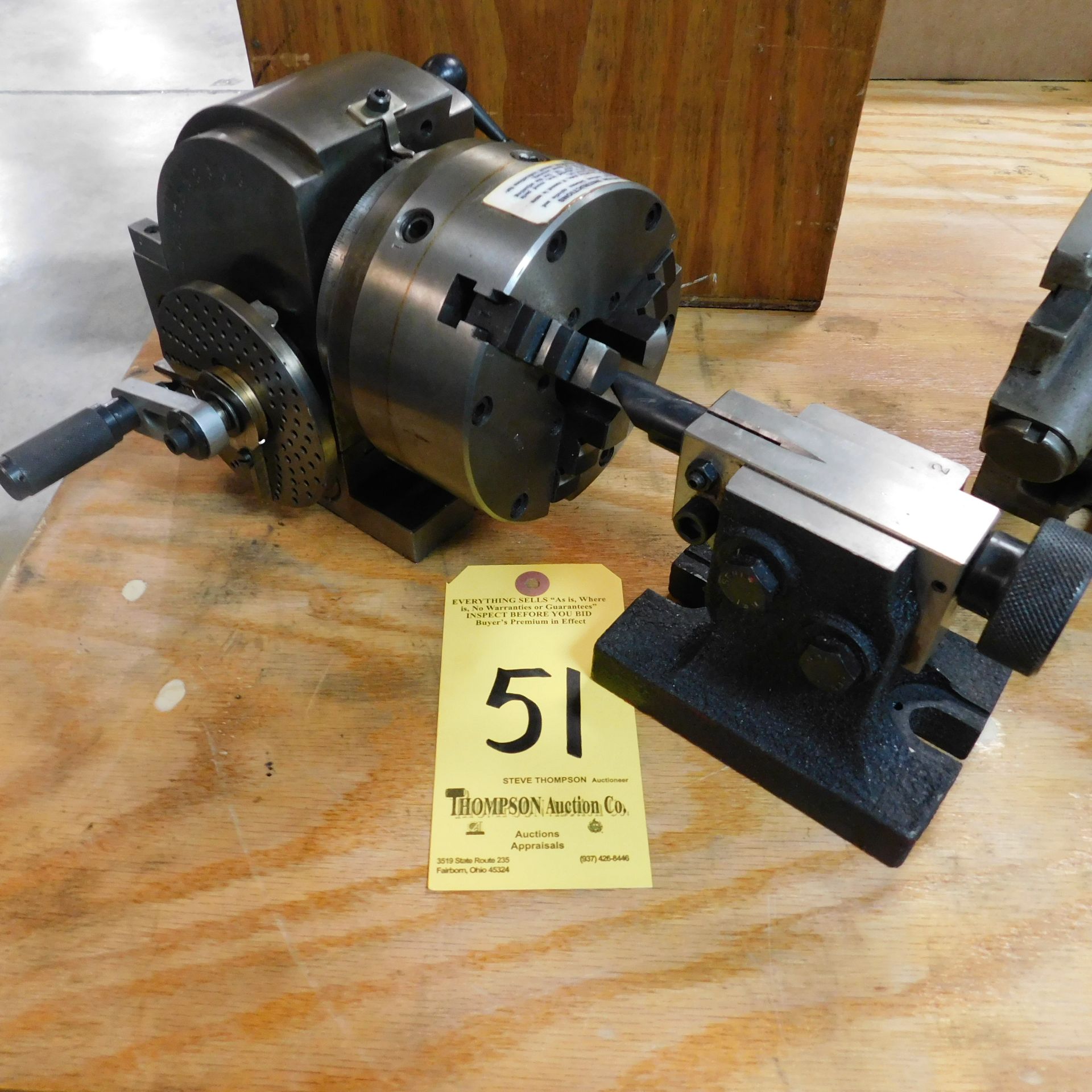 Vertex Divding Head with 5" 3-Jaw Chuck and Tailstock, Dividing Plates, and Wooden Case