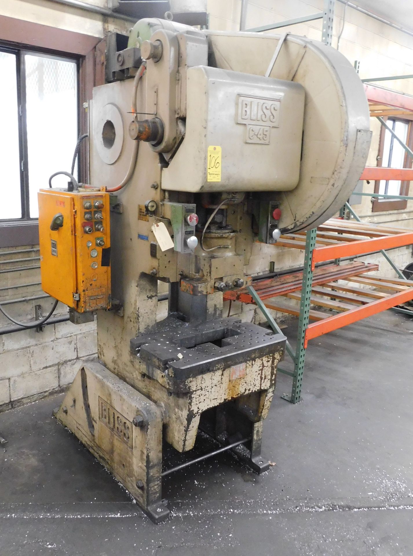 Bliss Model C-45 OBI Punch Press, s/n H60578, 45 Ton, 3" Stroke, 12 1/4" Shut Height, Air Clutch, - Image 3 of 10