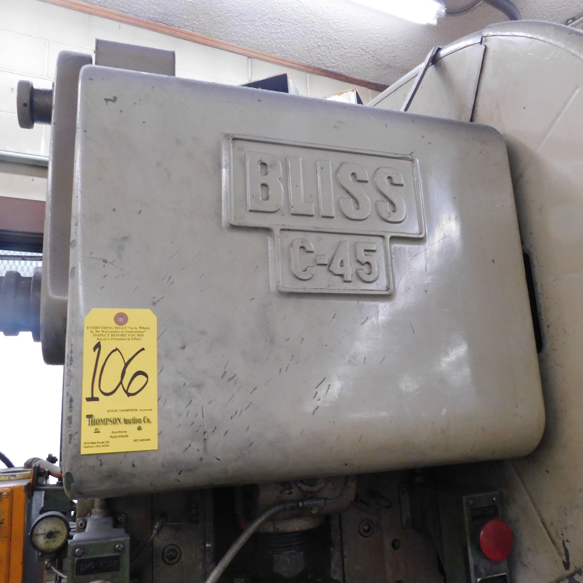 Bliss Model C-45 OBI Punch Press, s/n H60578, 45 Ton, 3" Stroke, 12 1/4" Shut Height, Air Clutch, - Image 4 of 10