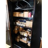 2-Door Metal Upright Storage Cabinet & Contents