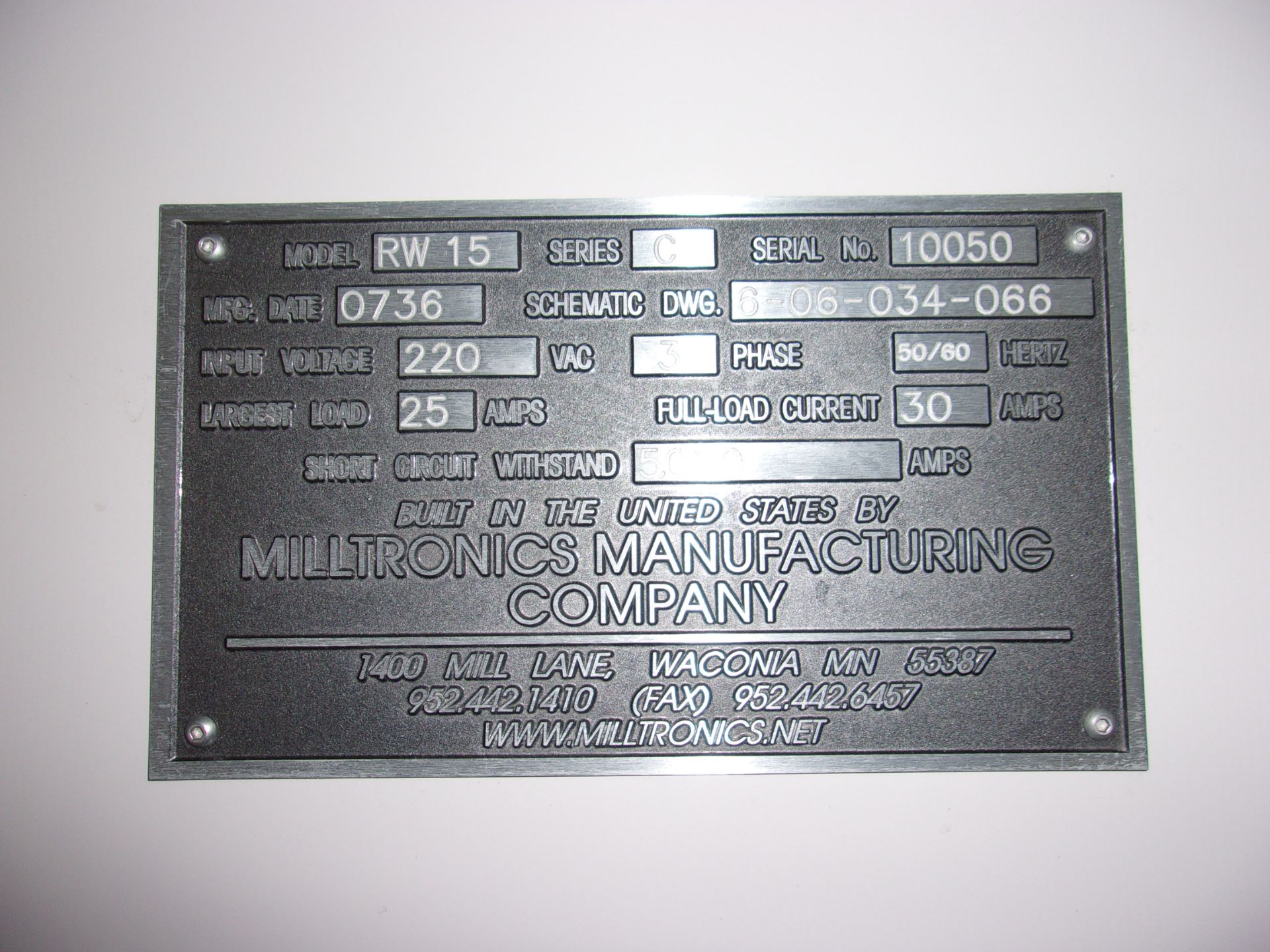 Milltronics Model RW15 CNC Vertical Machining Center, s/n 10050, Centurian 7 CNC Control, 40 - Image 6 of 7