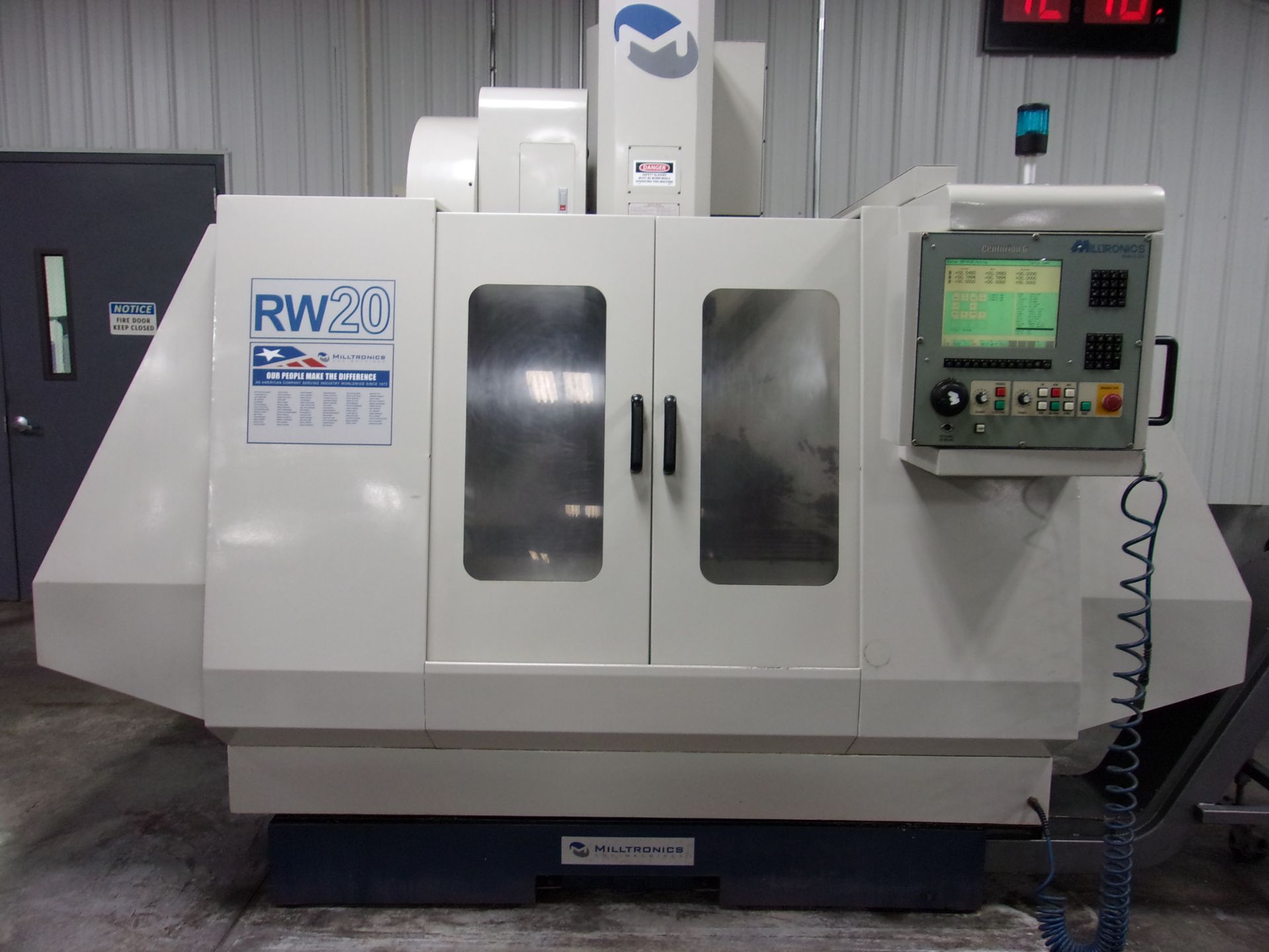Milltronics Model RW20 CNC Vertical Machining Center, s/n 5883, Centurian 6 CNC Control, 40 Taper,