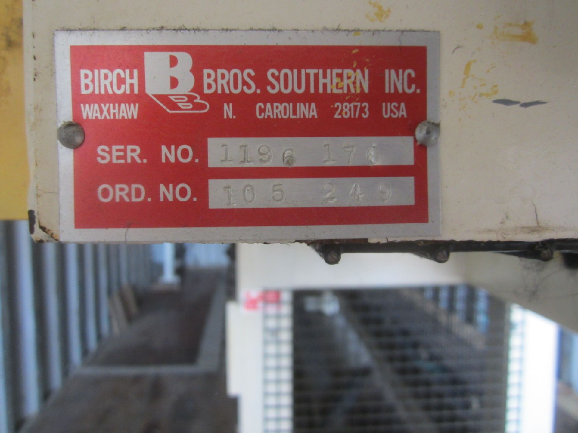 Birch Brothers Fabric Feed Roll/Cutter, s/n 1196-176, 8' Max. Material Width, Overhead Travelling - Image 15 of 15
