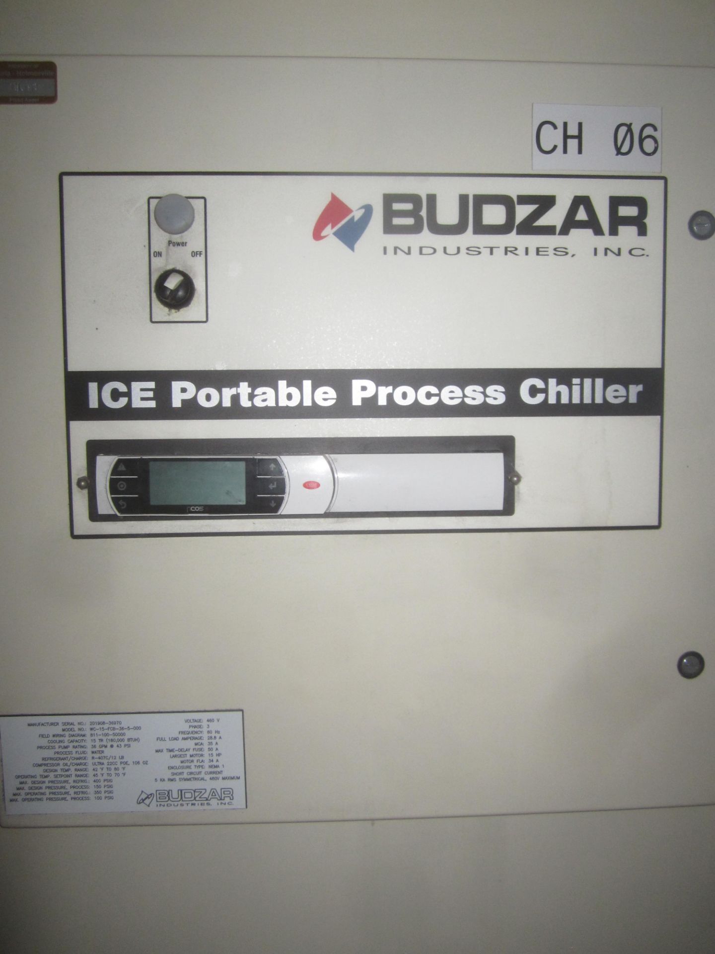 Budzar Model WC-15-FCB-36-5-000 Water Cooled Portable Chiller, s/n 201908-36970, 460/3/60 - Image 3 of 4