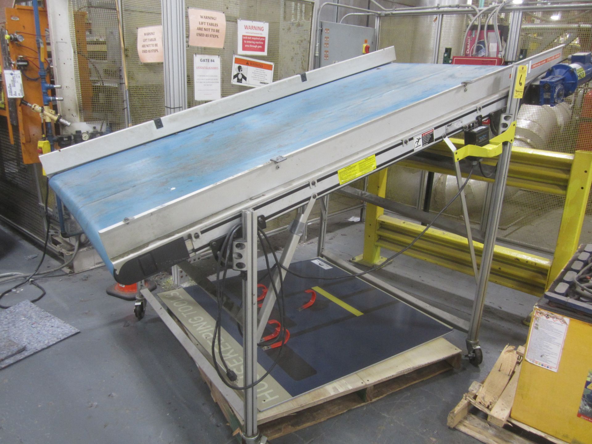 EMI Model EAF48-96-20 Portable Motorized Belt Conveyor, s/n 16-03140, 48" Wide X 96" Long, Vari-