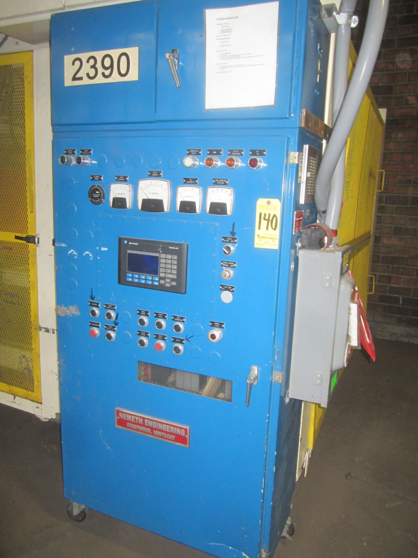 Nemeth Engineering Model AT24X16D4/G40D RF Welder, s/n 0619N/401162A9, Input 480/3, 100 Amp, - Image 4 of 12