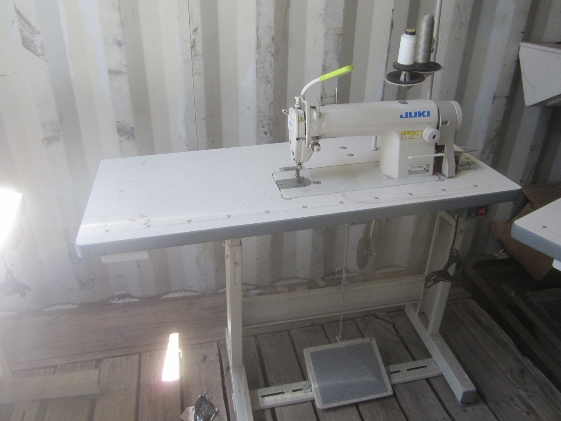 Juki Model DDL-8100e Industrial Sewing Machine, s/n PD0NL01988, with Table, Used only 6 Months