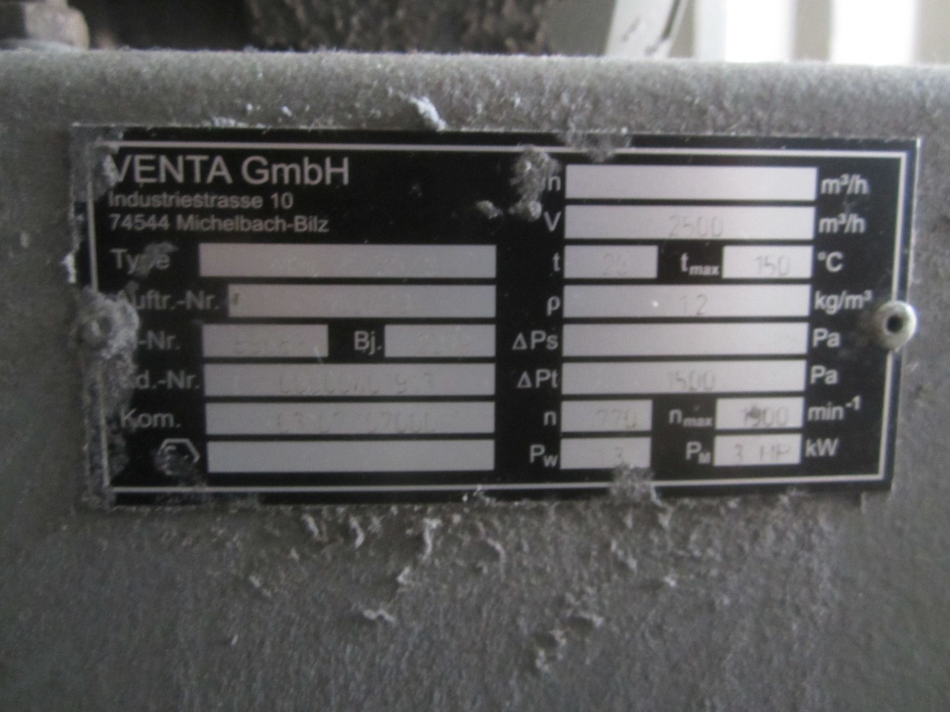 Ventra Type MH1-25-56/3 Blower, s/n 162329, 3 HP - Image 2 of 2