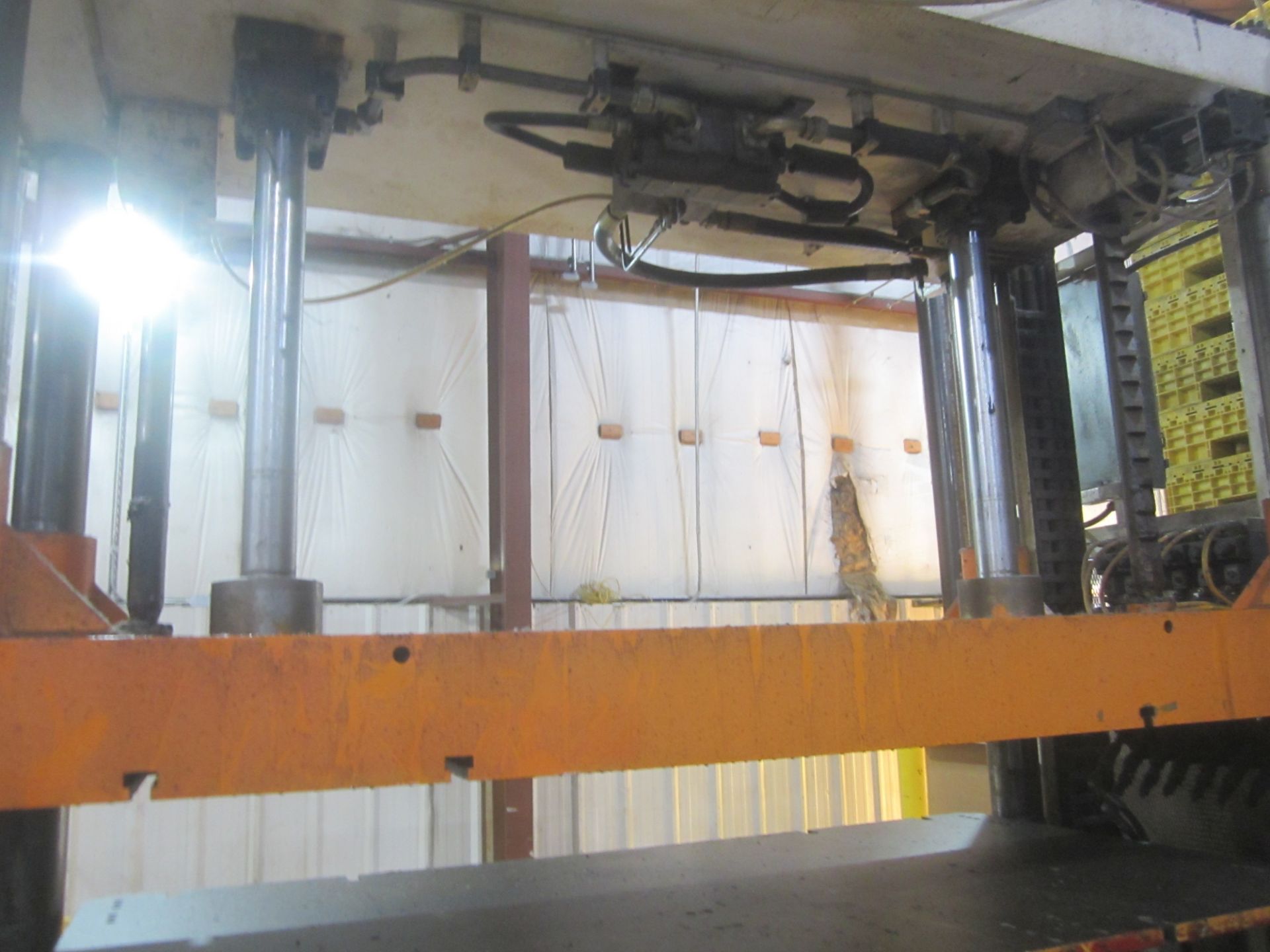 Lawton Hydraulic Trim Press, 100 Ton, s/n 1002065, 48" X 113" Bed Plate, 37" F to B Between Posts, - Image 5 of 7